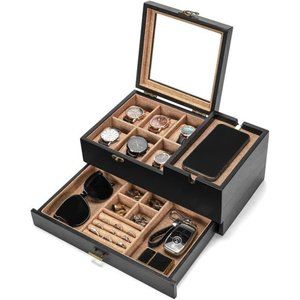 Watch Box Organizer for Men, 6 Slot Watch Case for Men Display & Storage Watch